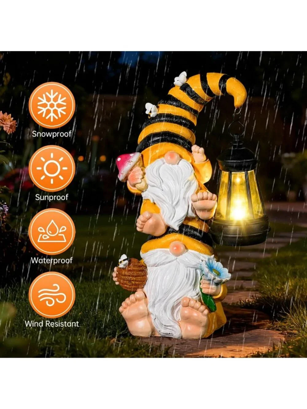 Funny Solar Garden Gnome Statue - Outdoor Decor for Yard, Patio & Lawn Gifts
